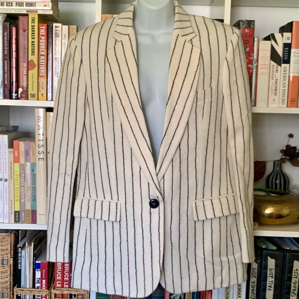 Isabel Marant Pinstripe Cream Oversized Wool Elder Blazer
